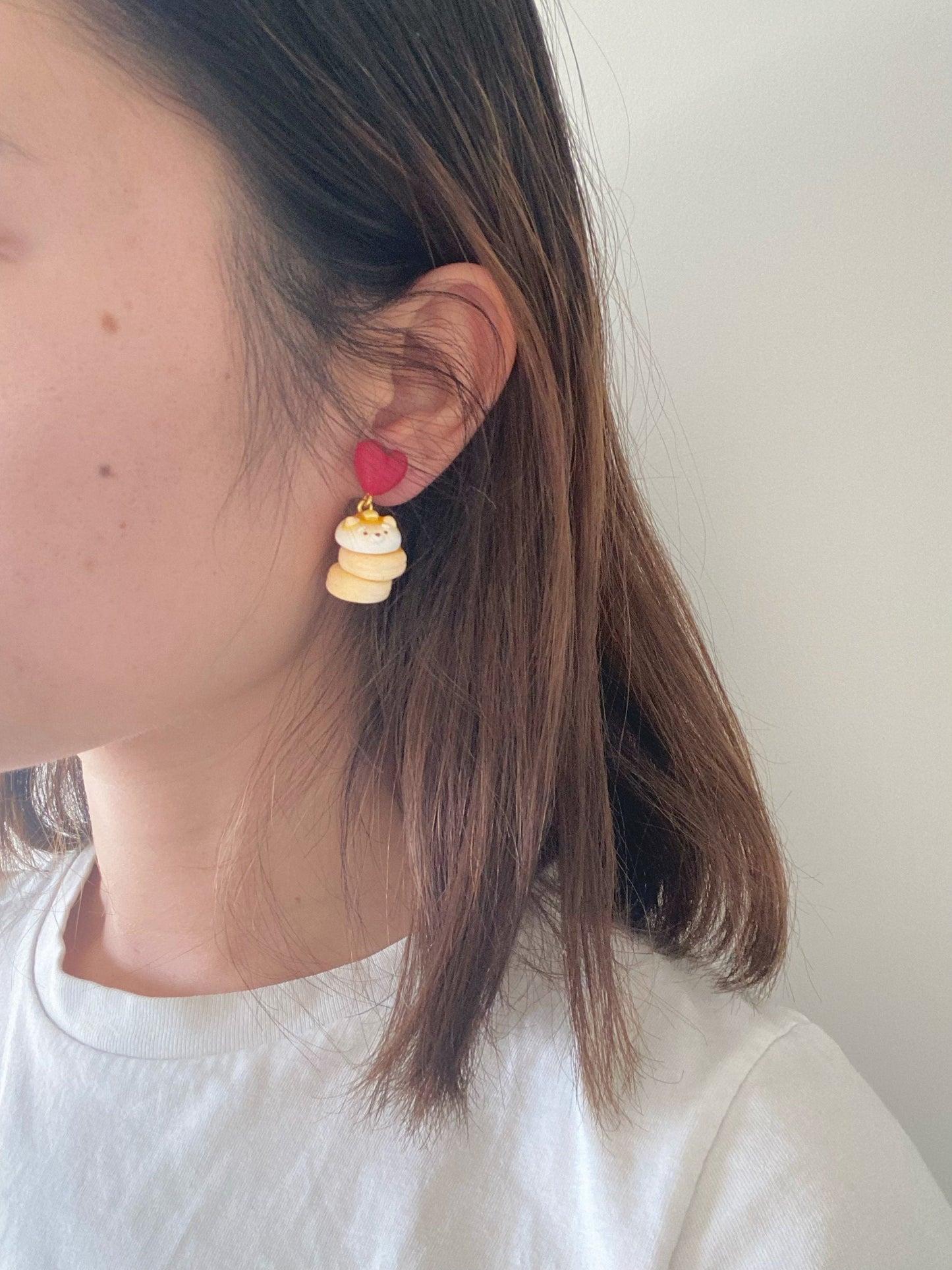 Shiba Soufflé Pancake Clay Earrings