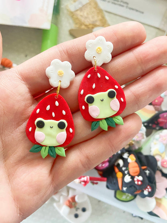 Strawberry Frog Earrings