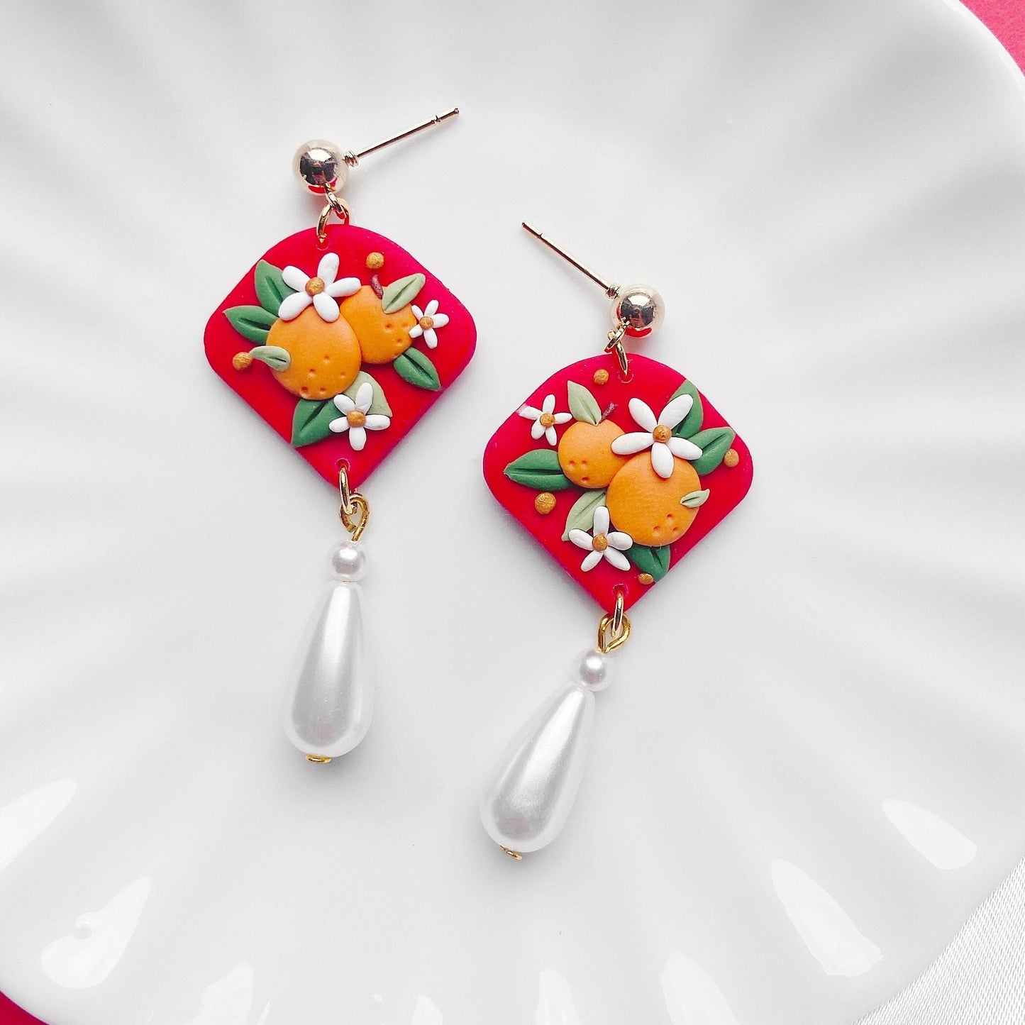 Mandarin Orange Fortune CNY Earrings