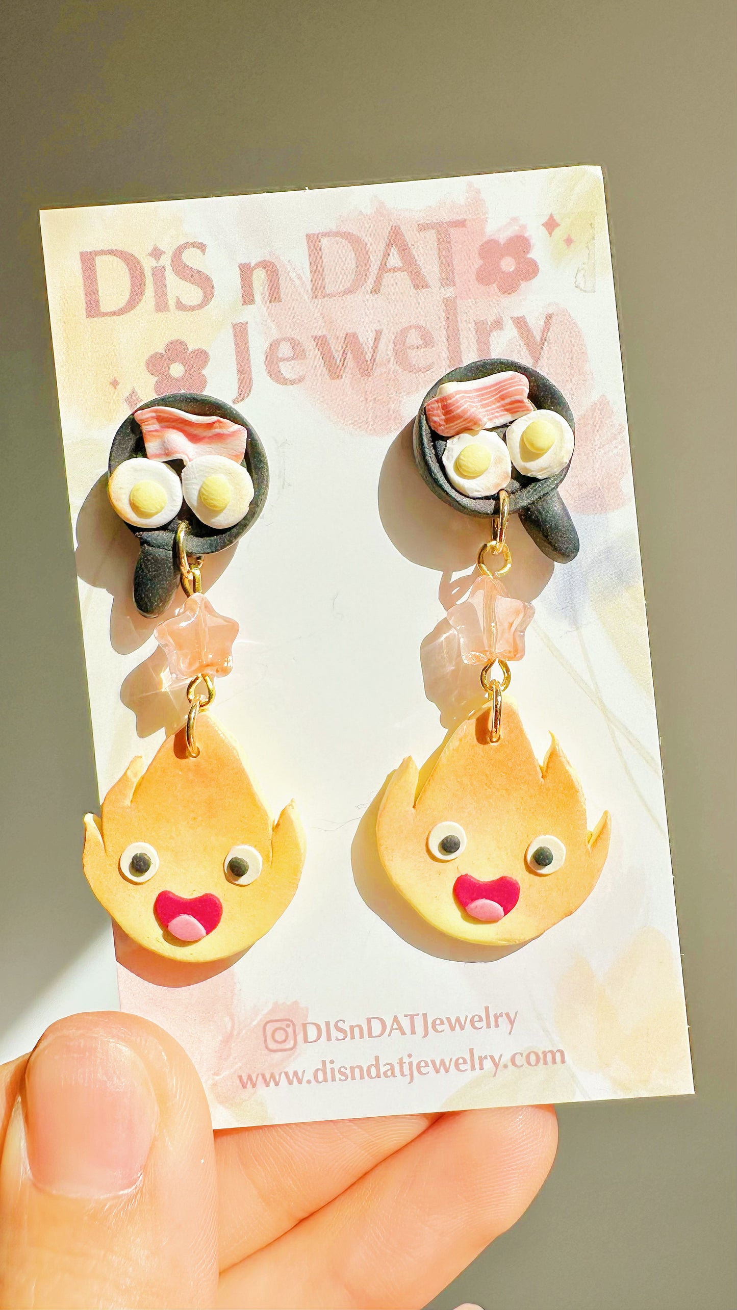 Calcifer Breakfast Pan Earrings - Howl’s Moving Castle Inspired Clay Jewelry