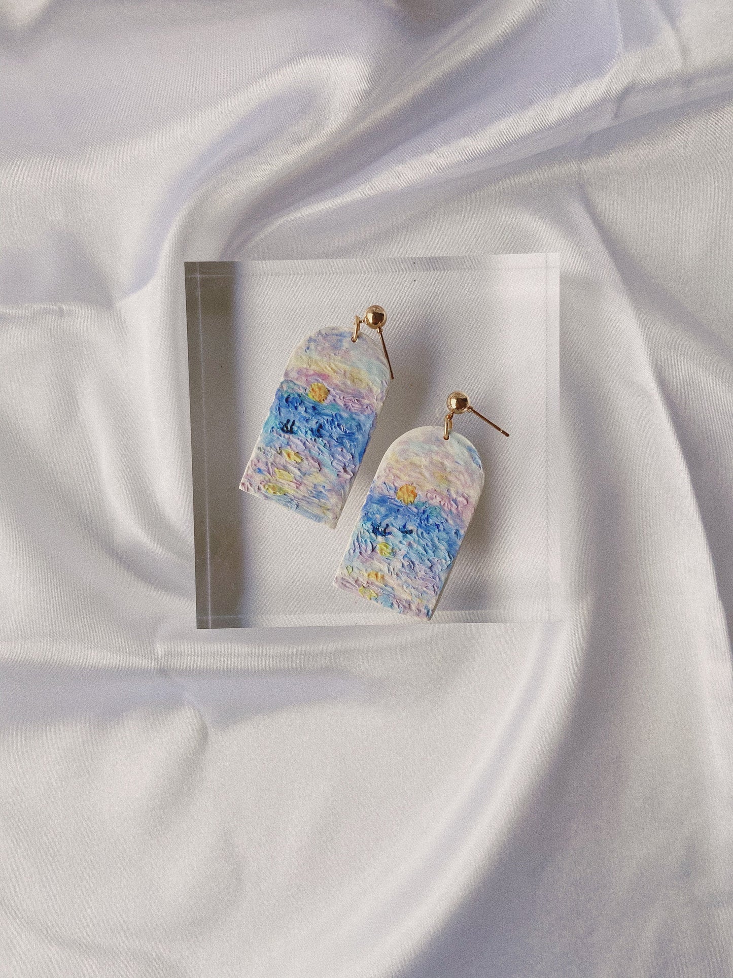 Monet's Sunrise Clay Painted Earrings