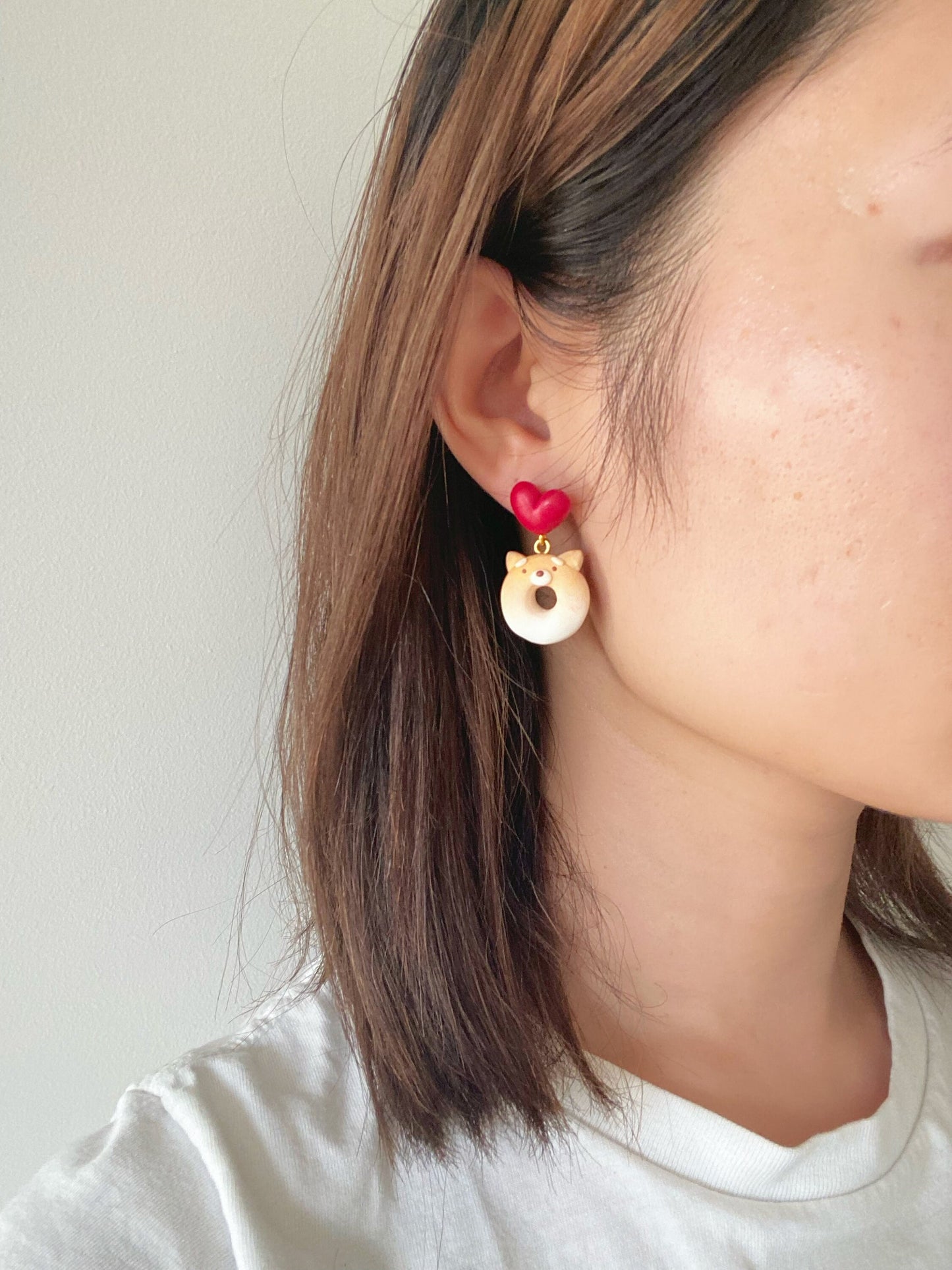 Shiba Donut Clay Earrings