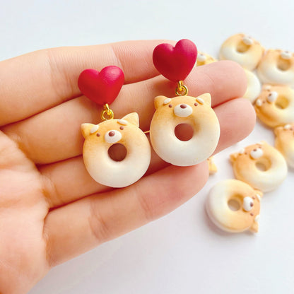 Shiba Donut Clay Earrings