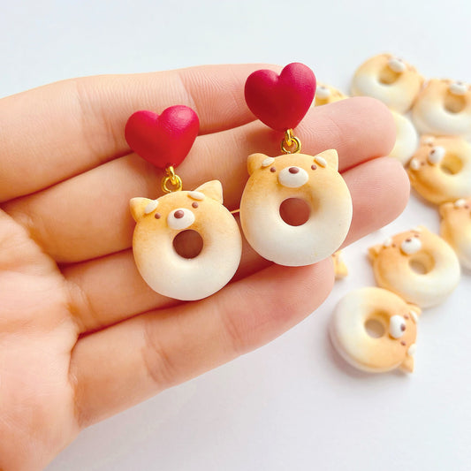 Shiba Donut Clay Earrings