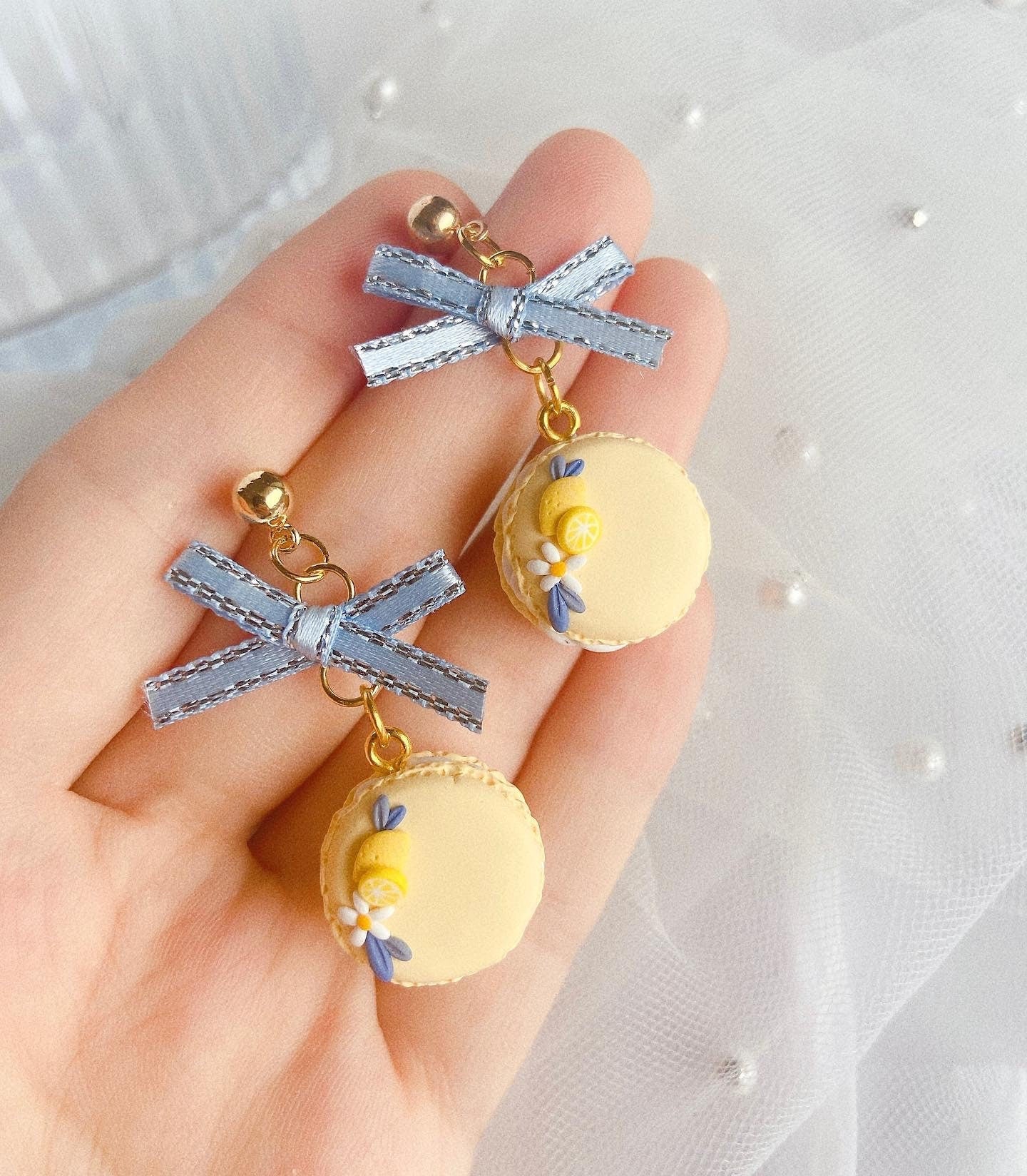 Lemon Macaron Miniature Earrings