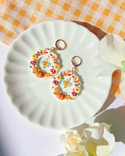 Autumn Mushroom Wreath Earrings