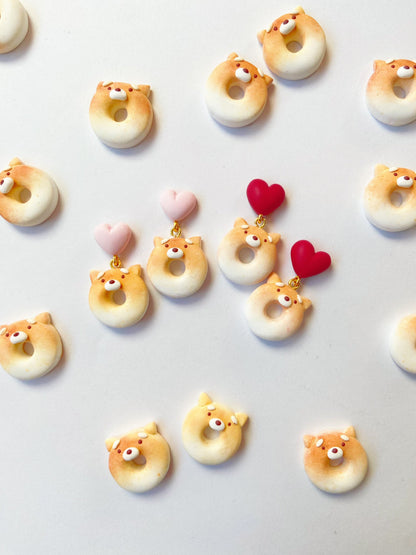 Shiba Donut Clay Earrings
