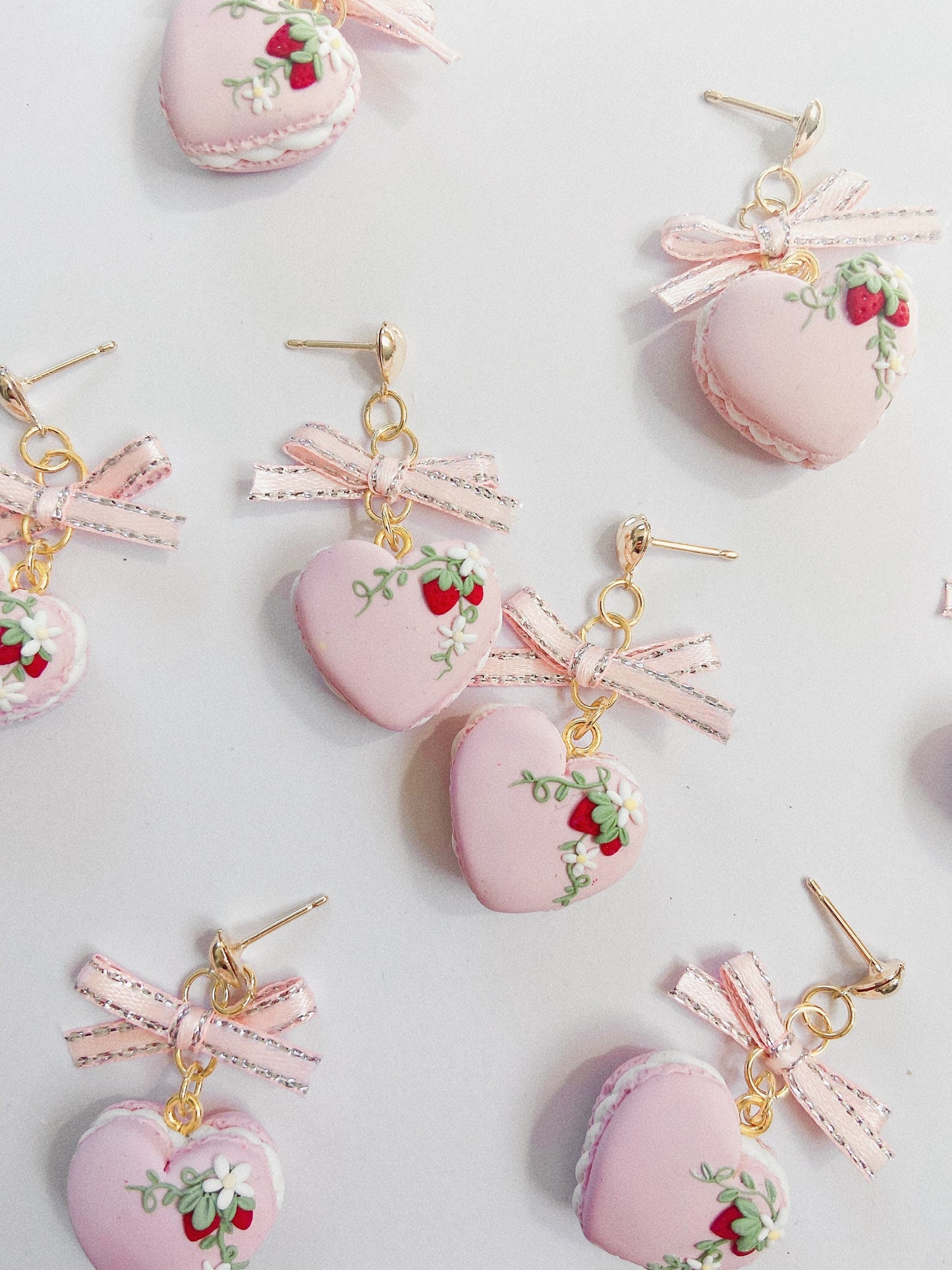 Strawberry Miniature Macaron Earrings
