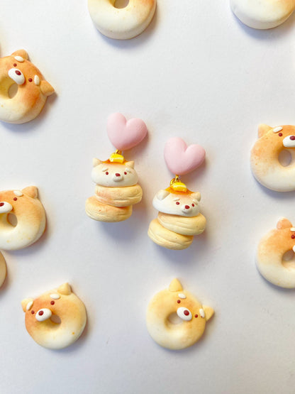 Shiba Soufflé Pancake Clay Earrings