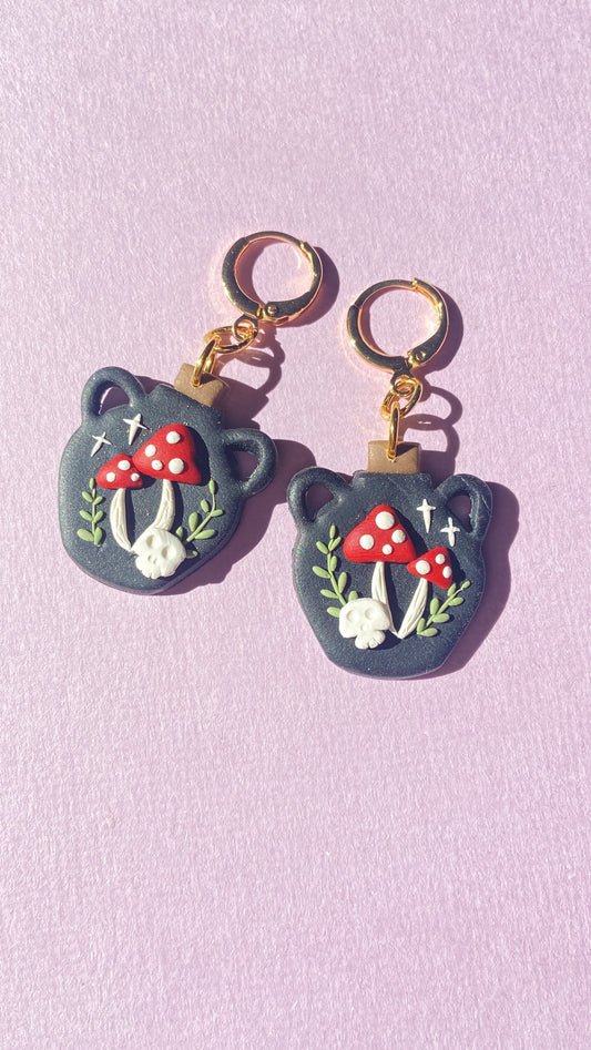 Mushroom Poison Pot Halloween Earrings