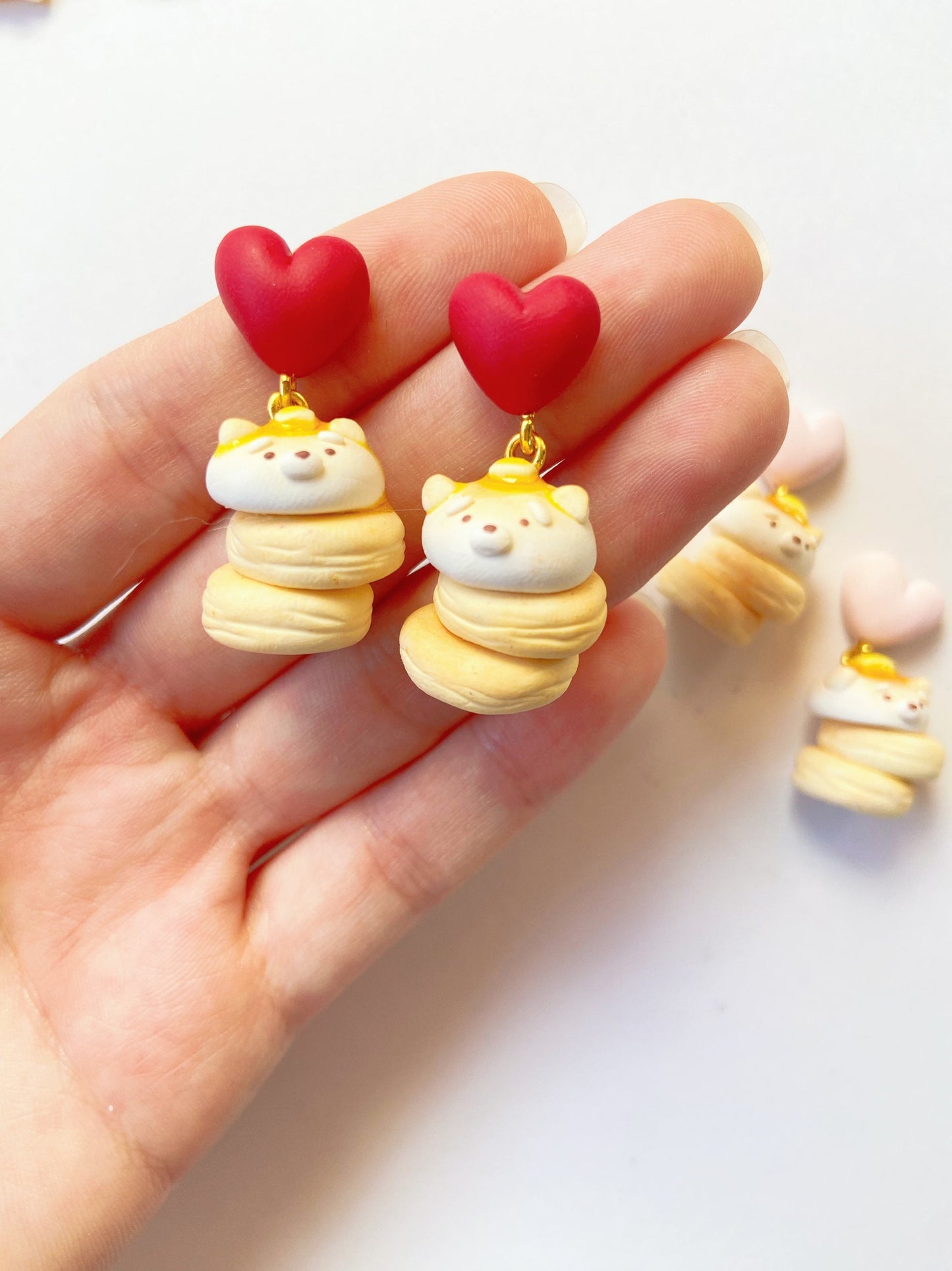 Shiba Soufflé Pancake Clay Earrings