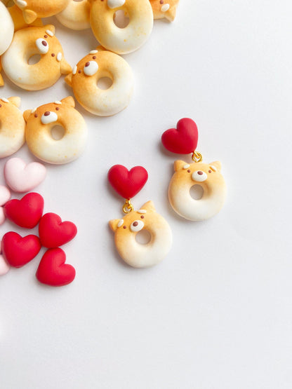 Shiba Donut Clay Earrings