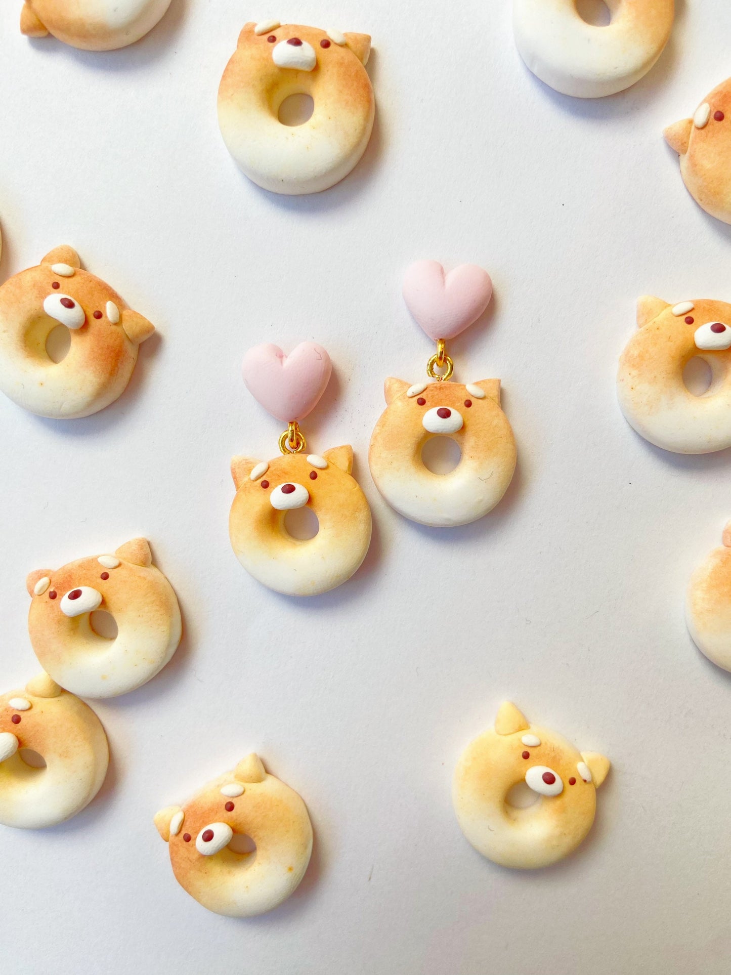 Shiba Donut Clay Earrings