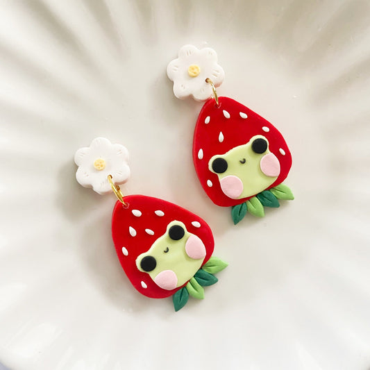 Strawberry Frog Earrings