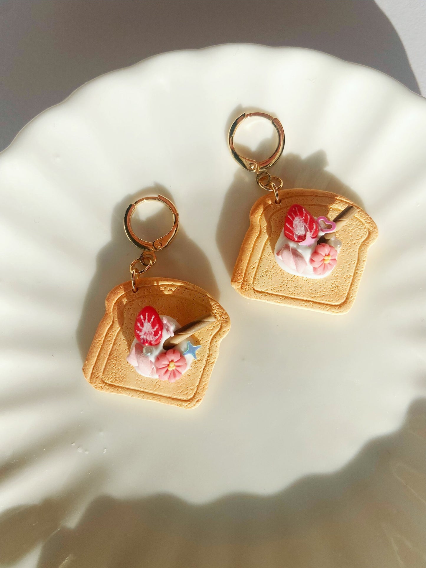 Honey Butter & Strawberry Cream Toast Miniature Earrings