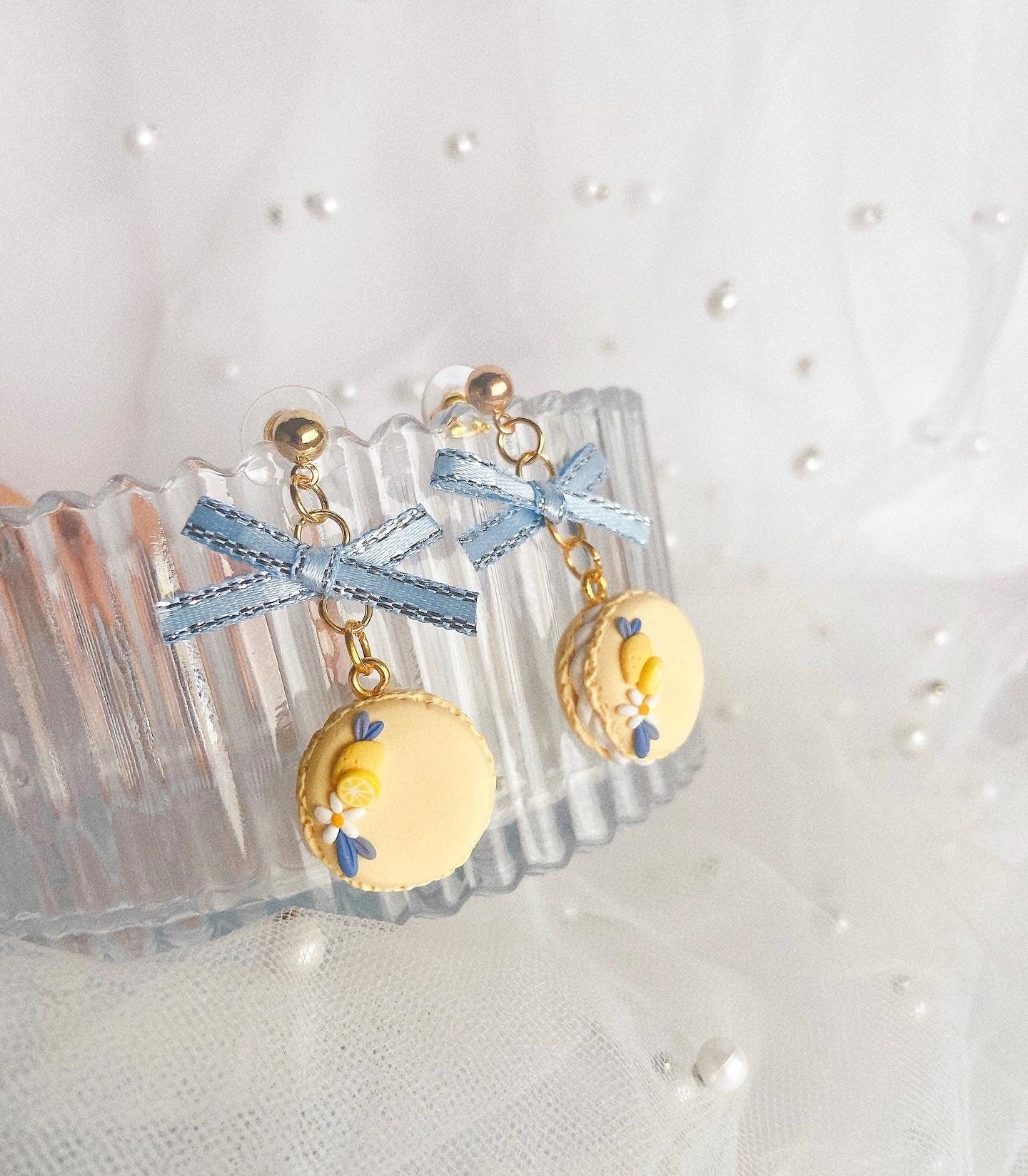 Lemon Macaron Miniature Earrings