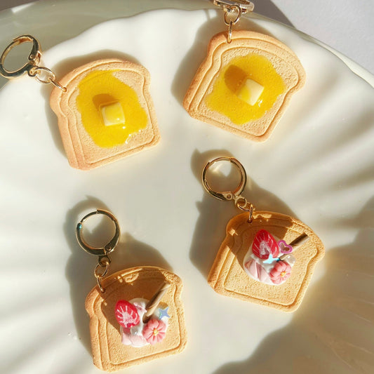 Honey Butter & Strawberry Cream Toast Miniature Earrings