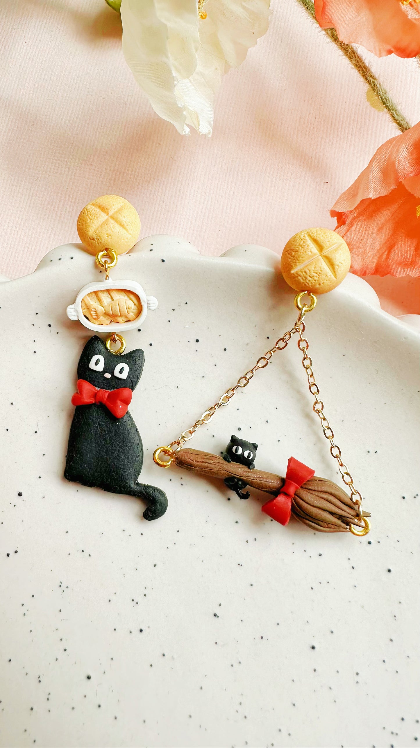 Jiji & Broom Asymmetrical Clay Earrings