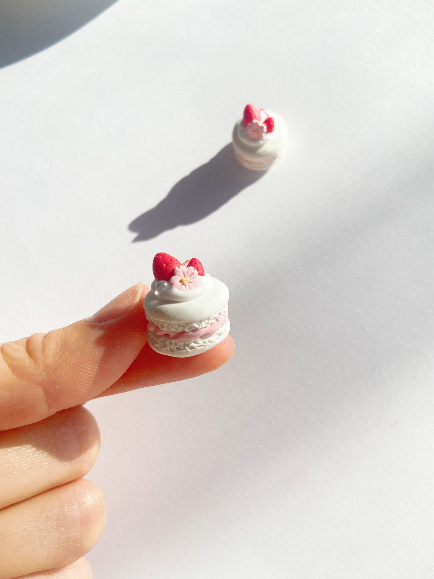 Strawberry Cream Macaron Miniature Earrings