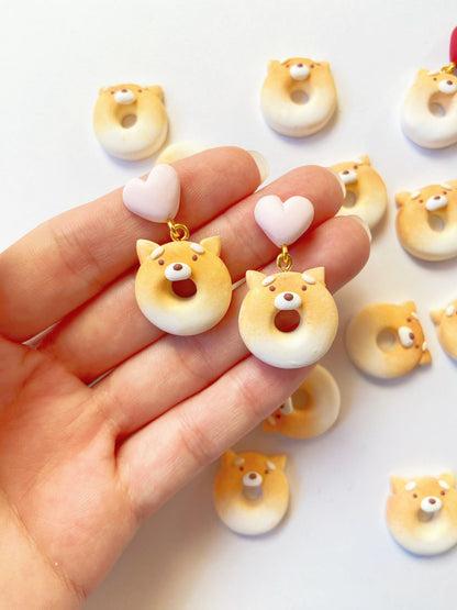 Shiba Donut Clay Earrings