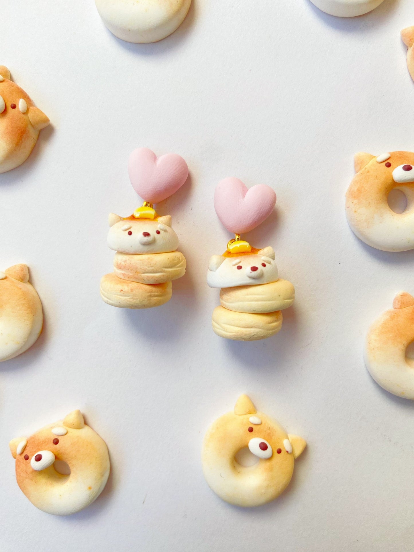 Shiba Soufflé Pancake Clay Earrings