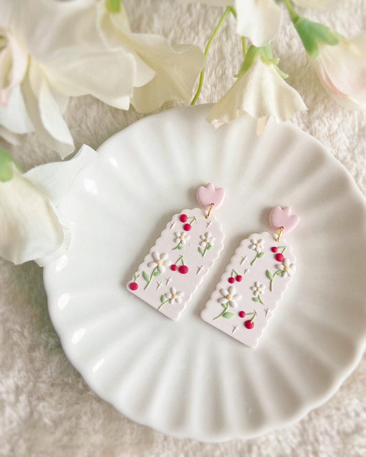 Pastel earrings,pastel color earrings,cute cottage core earrings,cherry earrings,tulip earrings,daisy earrings,fruit earrings,flower earring