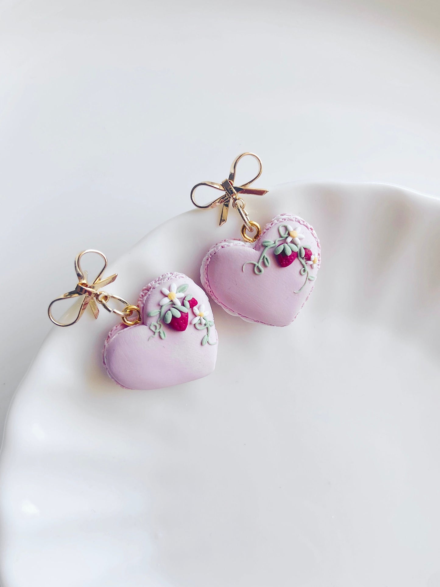 Strawberry Miniature Macaron Earrings