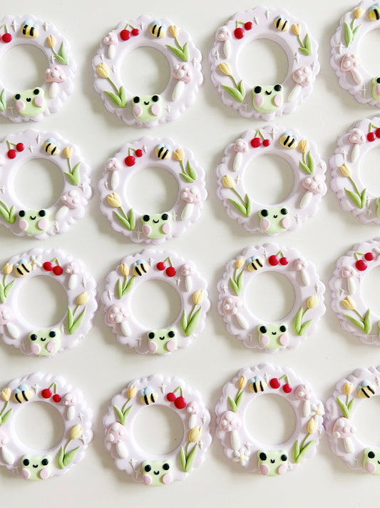 Frog Tulip Pastel Clay Earrings