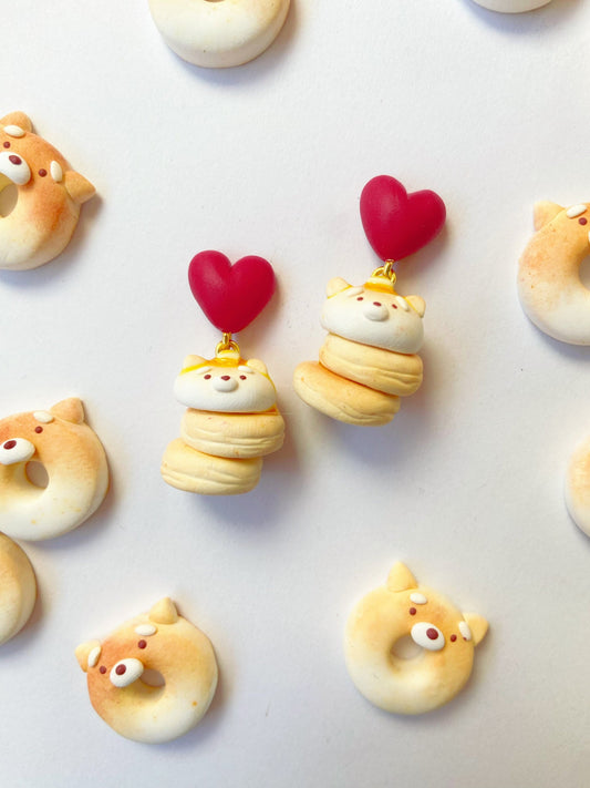 Shiba Soufflé Pancake Clay Earrings