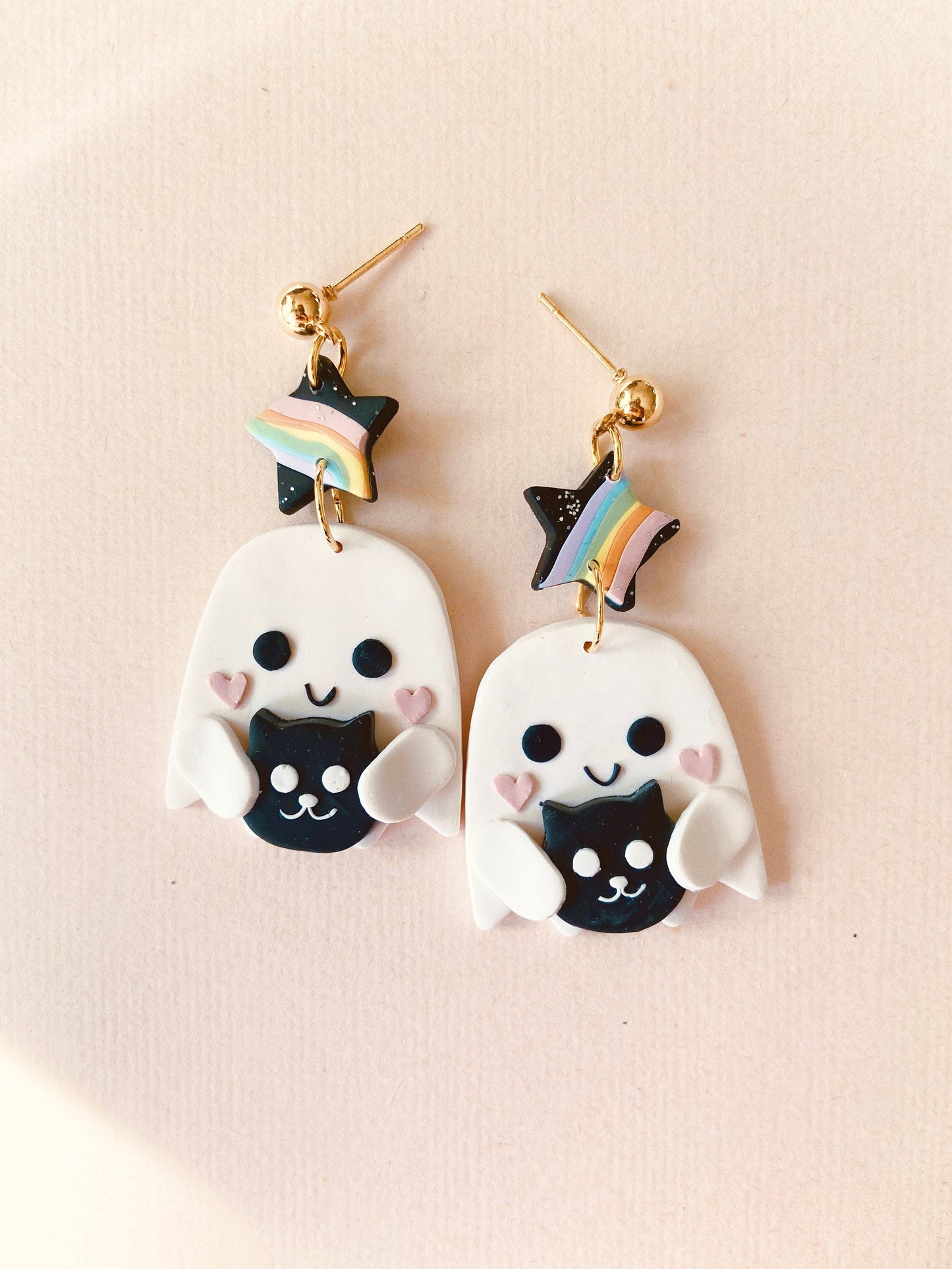 Halloween Ghost Holding Pumpkin Earrings