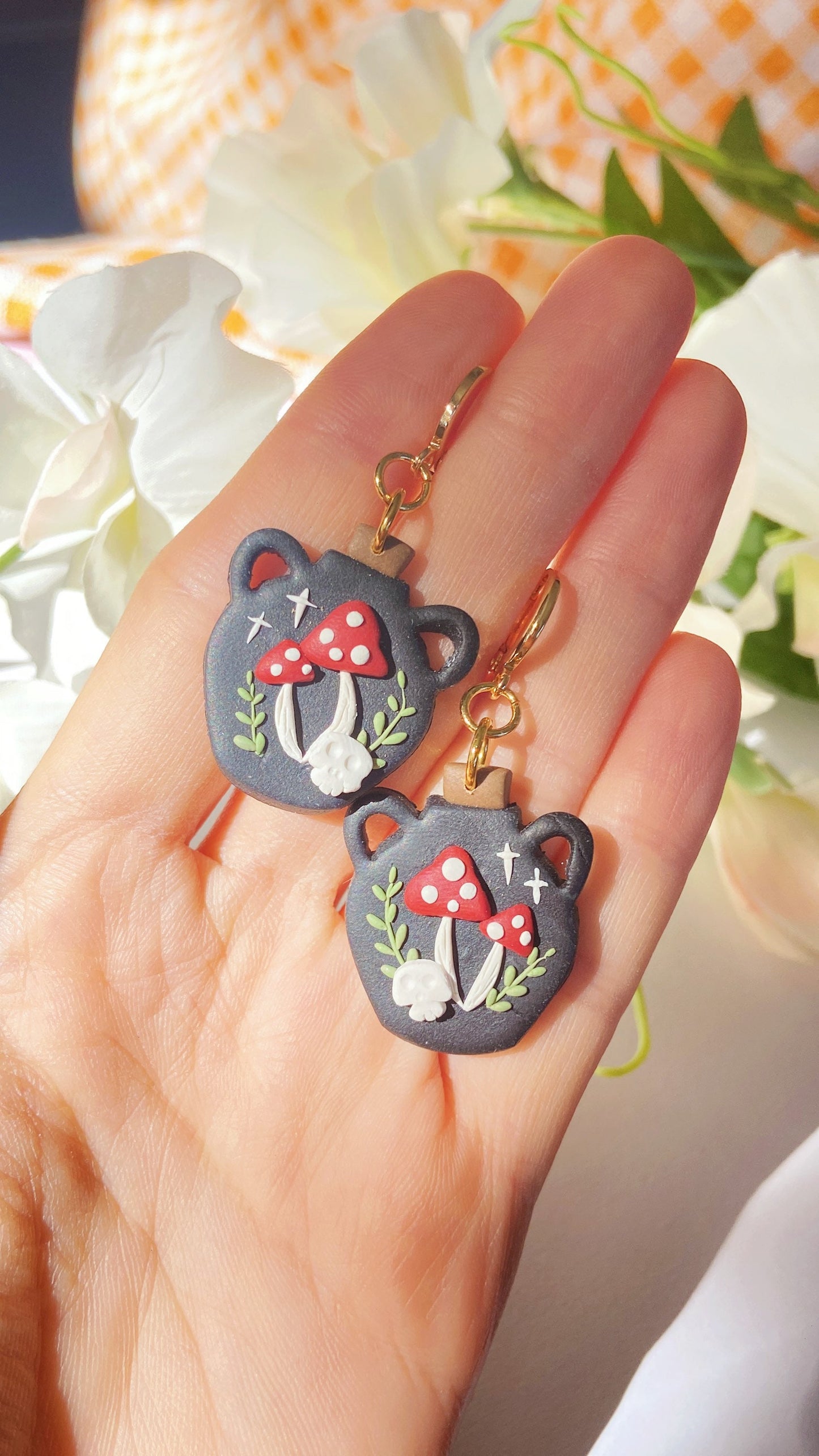 Mushroom Poison Pot Halloween Earrings