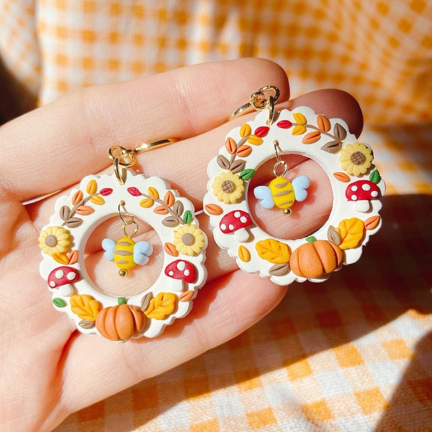 Autumn Mushroom Wreath Earrings